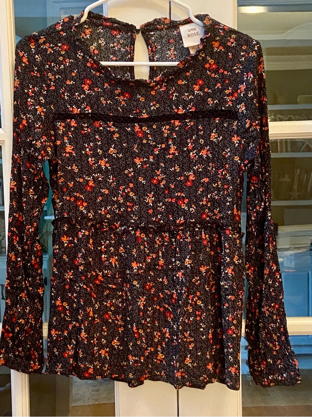 Knox Rose Floral Long Sleeve Boho Blouse Size XS